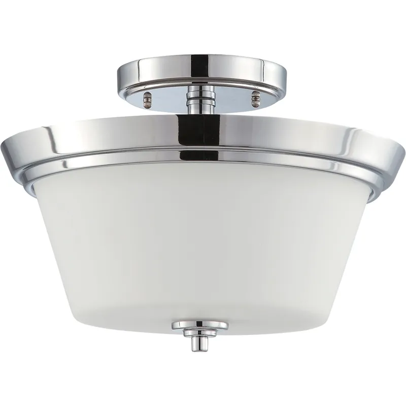 Bento 3 Light 13 inch Polished Chrome and Satin White Semi Flush Mount Ceiling Light