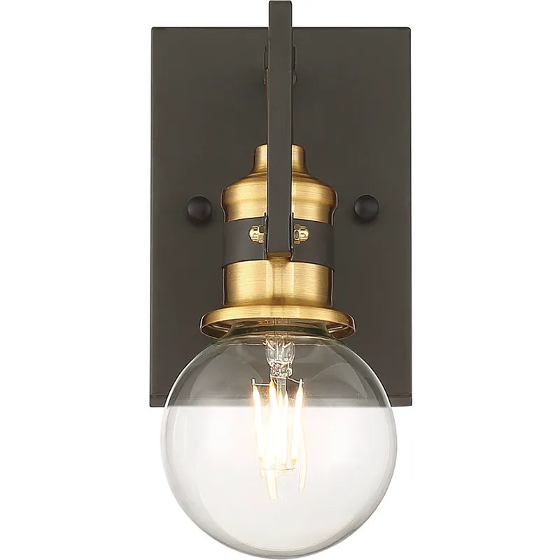 Intention 1 Light 5 inch Warm Brass and Black Vanity Light Wall Light