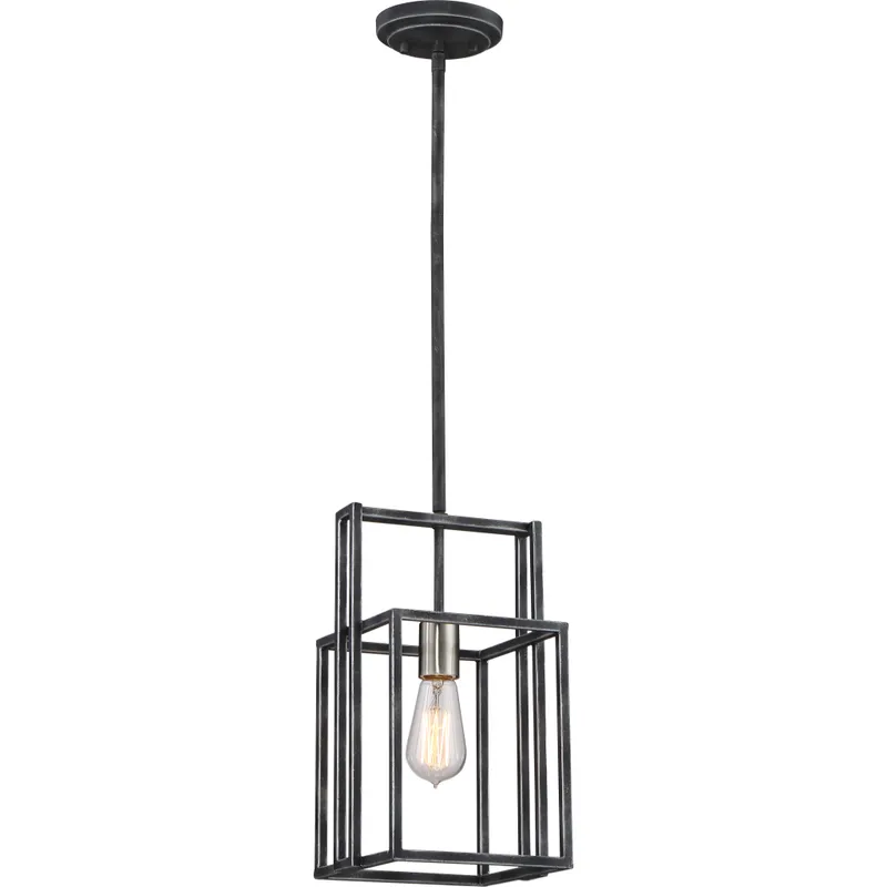 Lake 1 Light 8.13 inch Iron Black and Brushed Nickel Accents Mini Pendant Ceiling Light