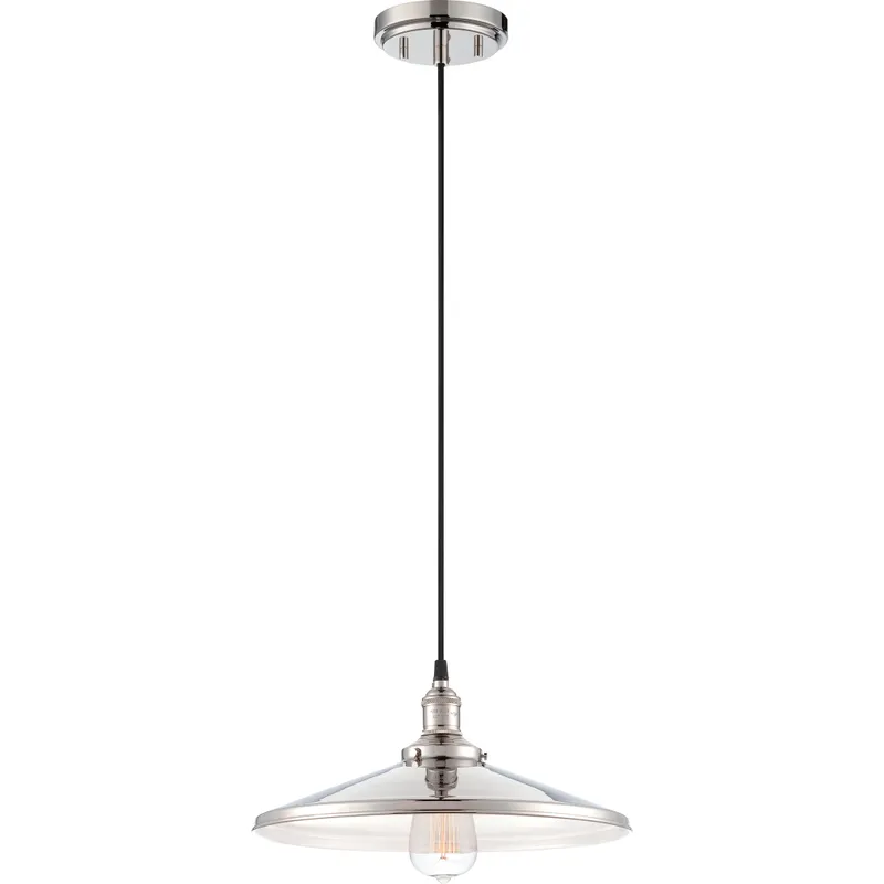 Vintage 1 Light 14 inch Polished Nickel Pendant Ceiling Light