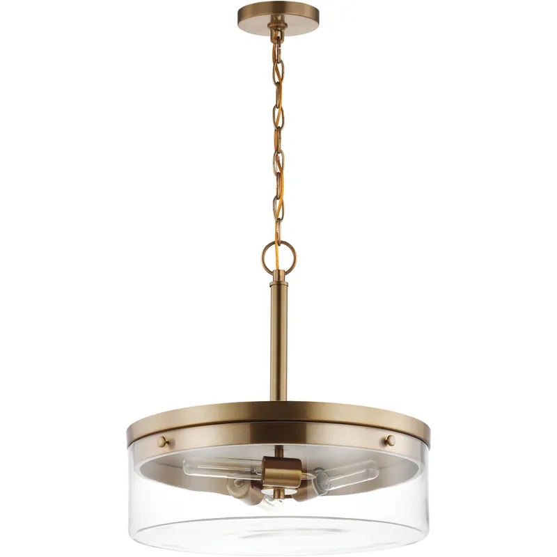 Intersection 3 Light 17 inch Burnished Brass Pendant Ceiling Light