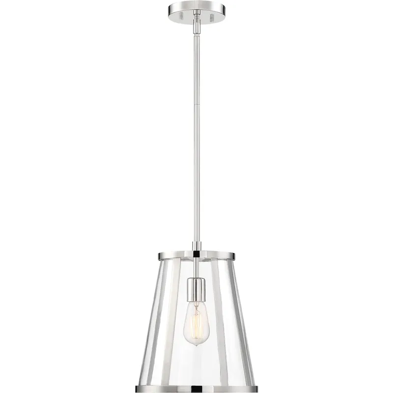 Bruge 1 Light 10.5 inch Polished Nickel and Clear Pendant Ceiling Light