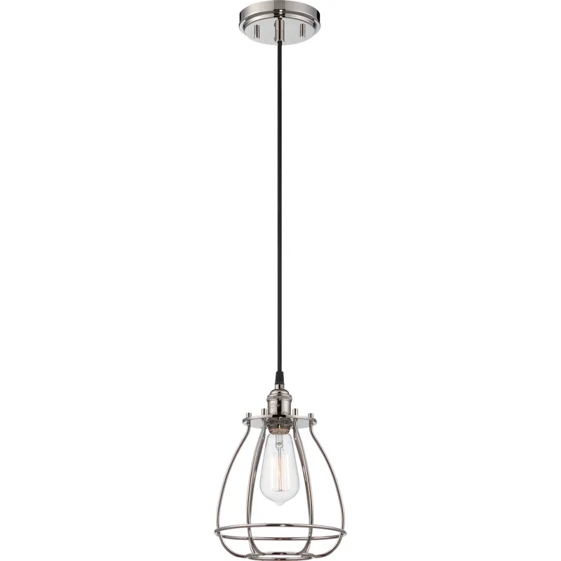 Vintage 1 Light 7.38 inch Polished Nickel Pendant Ceiling Light