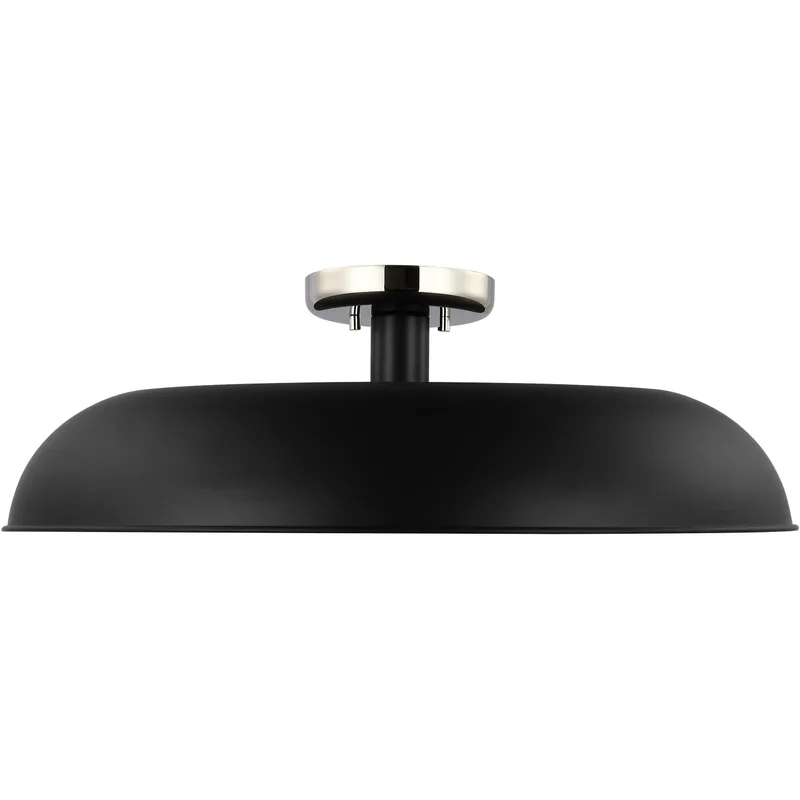 Colony 1 Light 24 inch Matte Black/Polished Nickel Semi Flush Ceiling Light