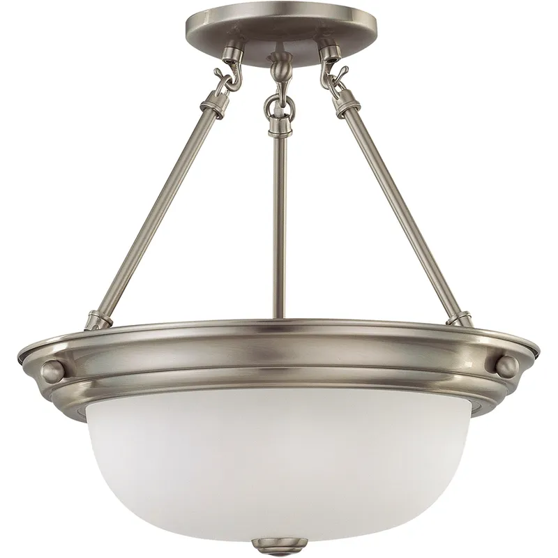 Brentwood 2 Light 13 inch Brushed Nickel Semi-Flush Ceiling Light