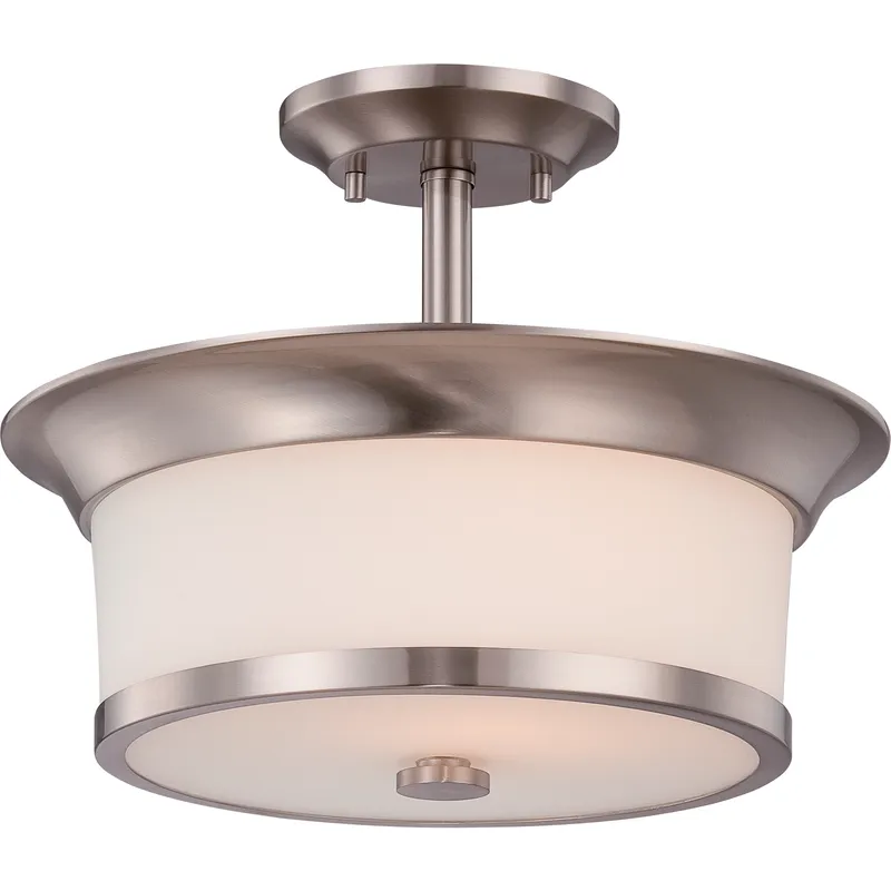Mobili 2 Light 13 inch Brushed Nickel Semi Flush Mount Ceiling Light
