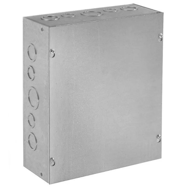 NEMA 1 Screw Cover Enclosure, Powder Coated Steel with Knockouts, 4" x 4" x 4"