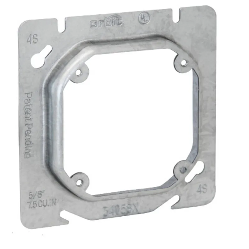 4" Octagon Fixture Ring, 5/8" Raised, Steel/Galvanized