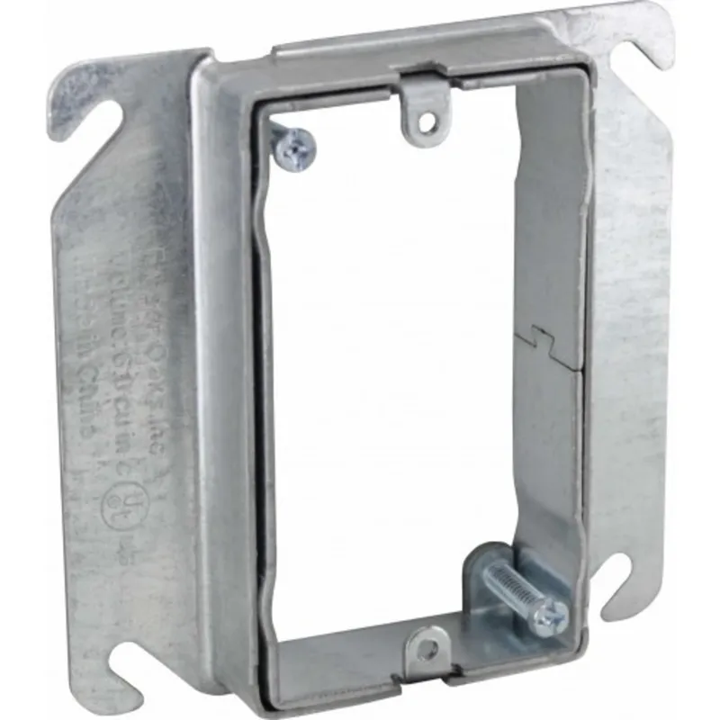 Adjustable Ring for 4" Square Box, 1-Gang, Steel