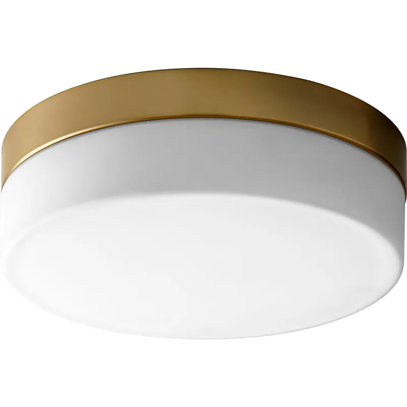 Zuri LED 11 inch Aged Brass Flush Mount Ceiling Light