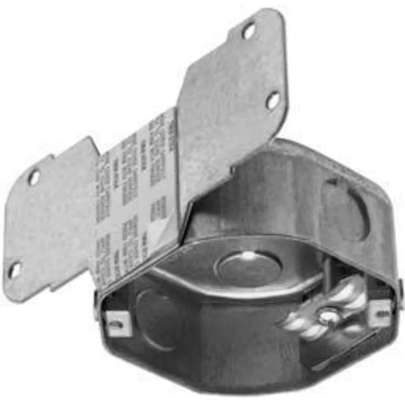4" Octagon Ceiling Box, 2" Deep, KOs, Metallic