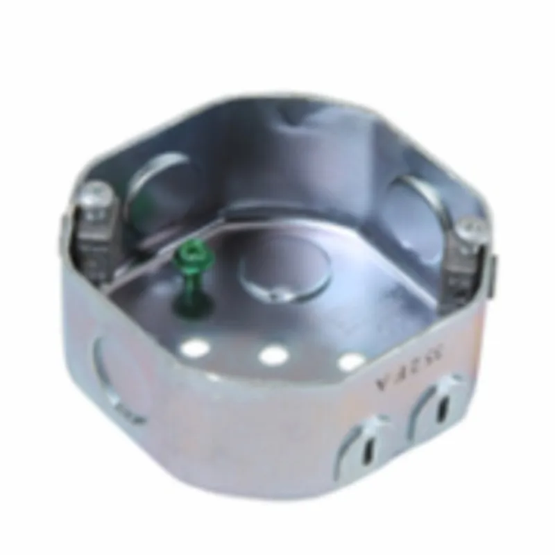 4" Octagon Ceiling Box, 1-1/2" Deep, KOs, Metallic