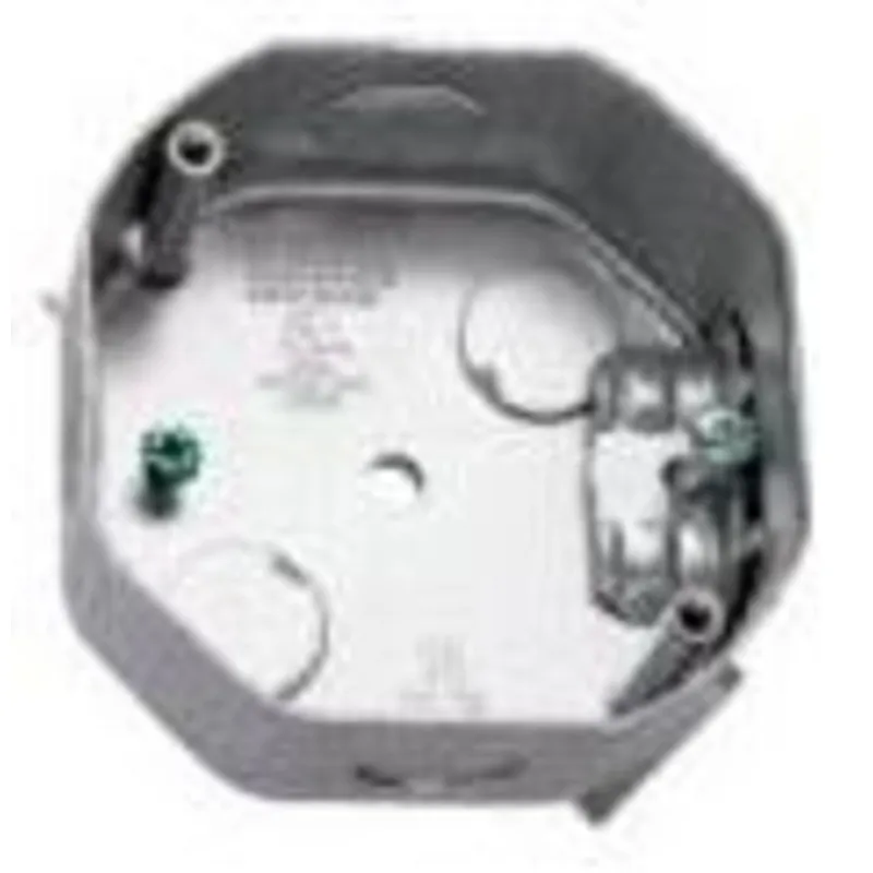 4" Octagon Ceiling Box, 1-1/2" Deep, KOs, Metallic