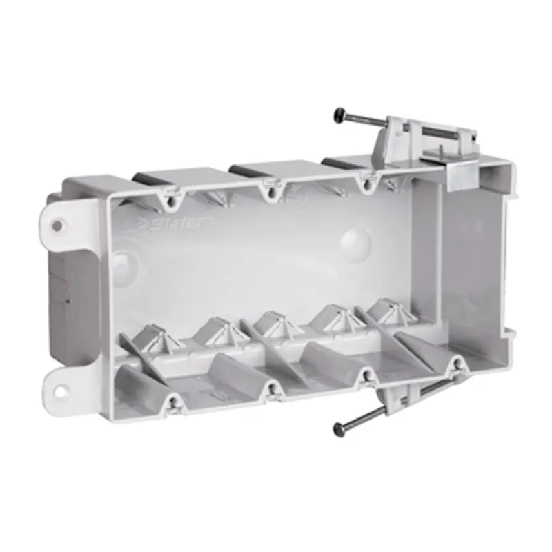 Switch/Outlet Box with Bracket, Depth: 3", 4-Gang, Non-Metallic