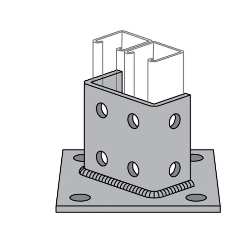 Strut Post Base, Square, Double, 6" X 6" X 3-1/2", Steel