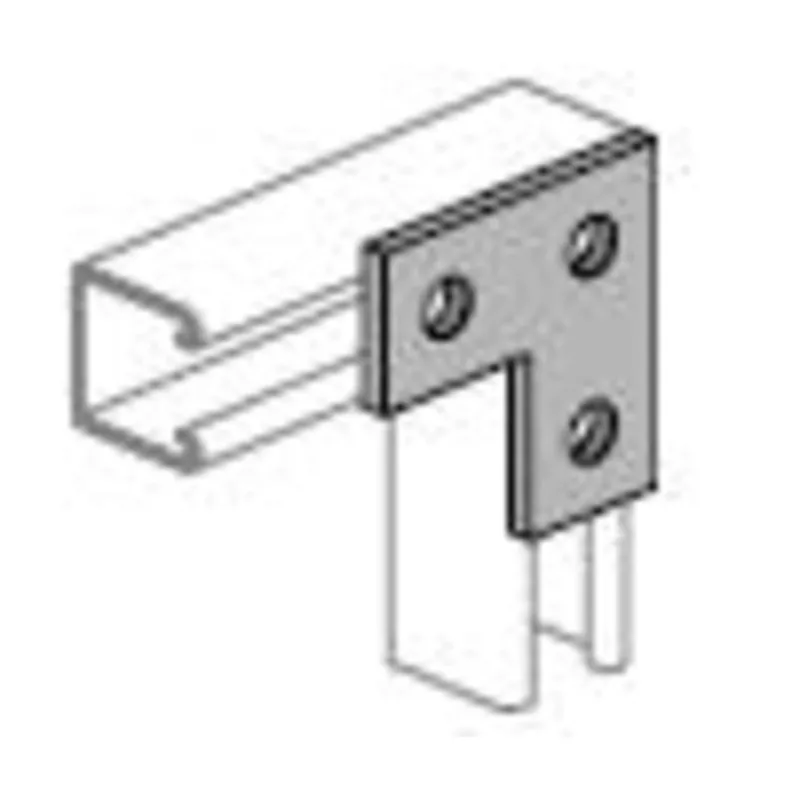 3-Hole Flat Angle Plate, 3-1/2" x 3-1/2", 9/16" Bolt, Steel