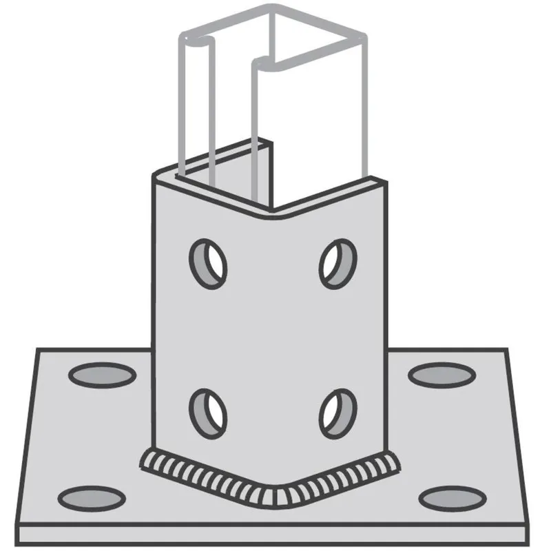Strut Post Base, Single, 6" X 6" X 3-1/2", Steel/Electro-Galvanized