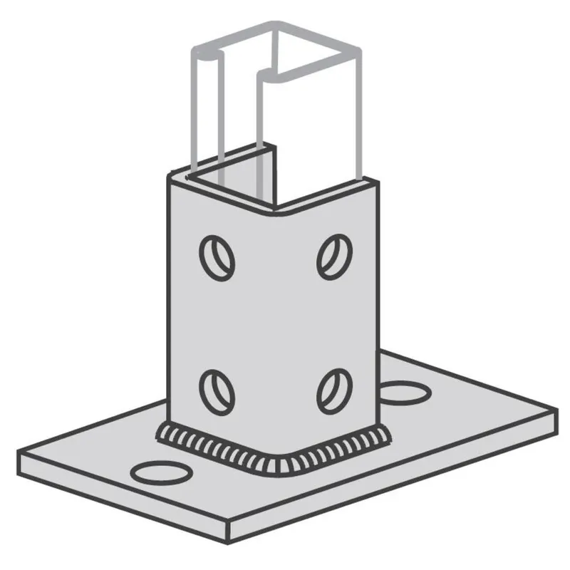 Strut Post Base, Single, 6" x 4" X 3-1/2", Steel/Electro-Galvanized