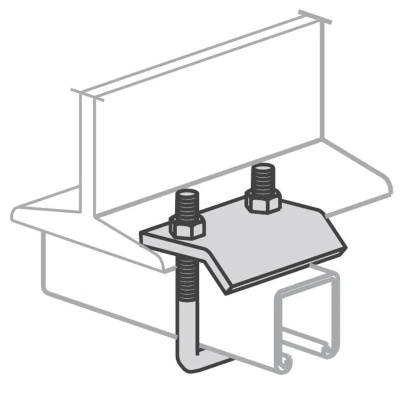 Beam Clamp, 3-3/8" Wide, 3/8" Hex Nut and U-Bolt Included