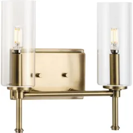 Progress Lighting Elara 2-Light Bath Vanity Light - 120V - Vintage Brass