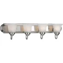 Progress Lighting Alabaster Glass 4-Light Bath Vanity Light - 120V - Brushed Nickel
