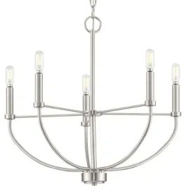 Progress Lighting Leyden 5-Light Chandelier - 120V - Brushed Nickel