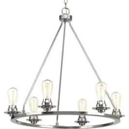 Progress Lighting Debut 28" 6-Light Chandelier - 120V - Brushed Nickel