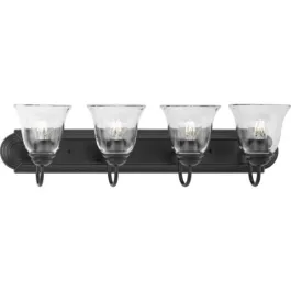 Progress Lighting Clear Glass 4-Light Bath Vanity Light - 120V - Matte Black