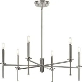 Progress Lighting Elara 6-Light Chandelier - 120V - Brushed Nickel