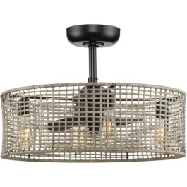 Progress Lighting Belva 25" 3-Blade Ceiling Fandelier - 120V - Matte Black