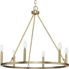 Progress Lighting Gilliam 6-Light Chandelier - 120V - Vintage Brass