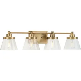 Progress Lighting Hinton 4-Light Bath Vanity Light - 120V - Vintage Brass