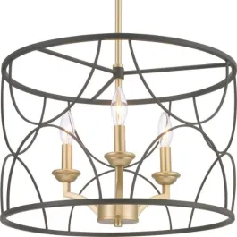 Progress Lighting Landree 18" 3-Light Chandelier - 120V - Matte Black