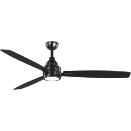Progress Lighting Gaze 60" 3-Blade LED Ceiling Fan - Reversible Blades - 3000K - 120V - Black