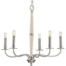 Progress Lighting Durrell 5-Light Chandelier - 120V - Brushed Nickel
