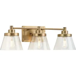 Progress Lighting Hinton 3-Light Bath Vanity Light - 120V - Vintage Brass