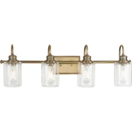 Progress Lighting Aiken 4-Light Bath Vanity Light - 120V - Vintage Brass