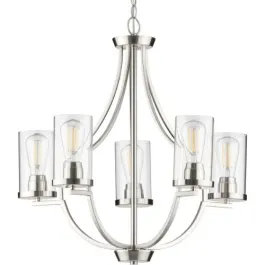 Progress Lighting Lassiter 5-Light Chandelier - 120V - Brushed Nickel