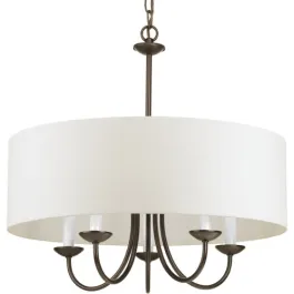 Progress Lighting Drum Shade 22" 5-Light Chandelier - 120V - Antique Bronze