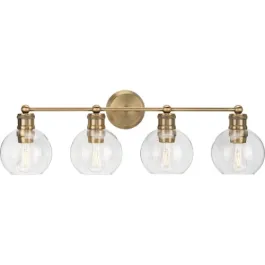 Progress Lighting Hansford 4-Light Bath Vanity Light - 120V - Vintage Brass