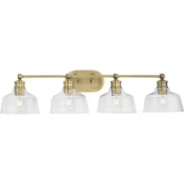 Progress Lighting Singleton 4-Light Bath Vanity Light - 120V - Vintage Brass