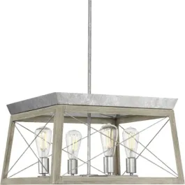 Progress Lighting Briarwood 4-Light Chandelier - 120V - Galvanized Finish