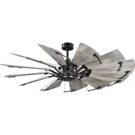 Progress Lighting Springer 60" 12-Blade Windmill Ceiling Fan - 120V - Matte Black