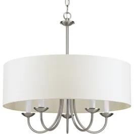 Progress Lighting Drum Shade 22" 5-Light Chandelier - 120V - Brushed Nickel