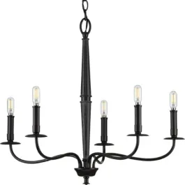 Progress Lighting Durrell 5-Light Chandelier - 120V - Matte Black