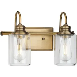 Progress Lighting Aiken 2-Light Bath Vanity Light - 120V - Vintage Brass
