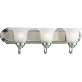 Progress Lighting Alabaster Glass 3-Light Bath Vanity Light - 120V - Brushed Nickel
