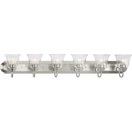 Progress Lighting Clear Glass 6-Light Bath Vanity Light - 120V - Brushed Nickel
