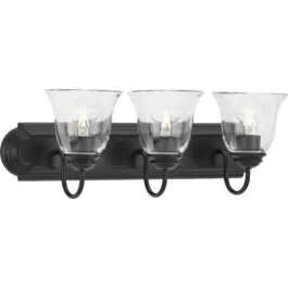 Progress Lighting Clear Glass 3-Light Bath Vanity Light - 120V - Matte Black