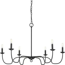 Progress Lighting Canebrake 6-Light Chandelier - 120V - Matte Black